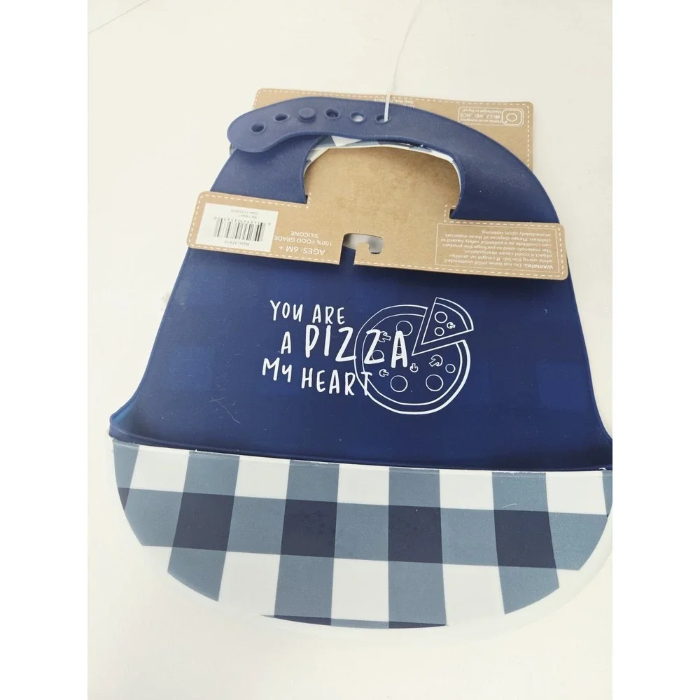 Lila & Jack Silicone Bibs 2 pack x‎ 2 Bon Apetit Pizza Baby NEW waterproof